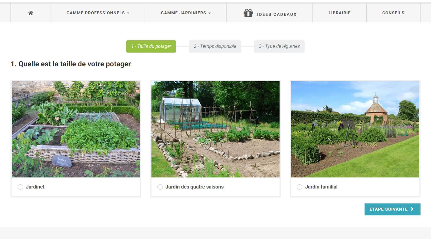 Capture d'écran d'un site de vente en ligne de semences biologiques