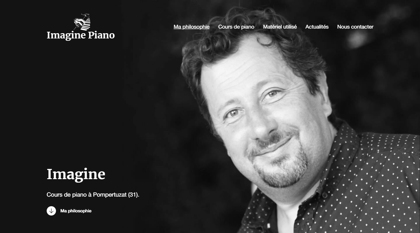 Capture d'écran du site d'un professeur de piano